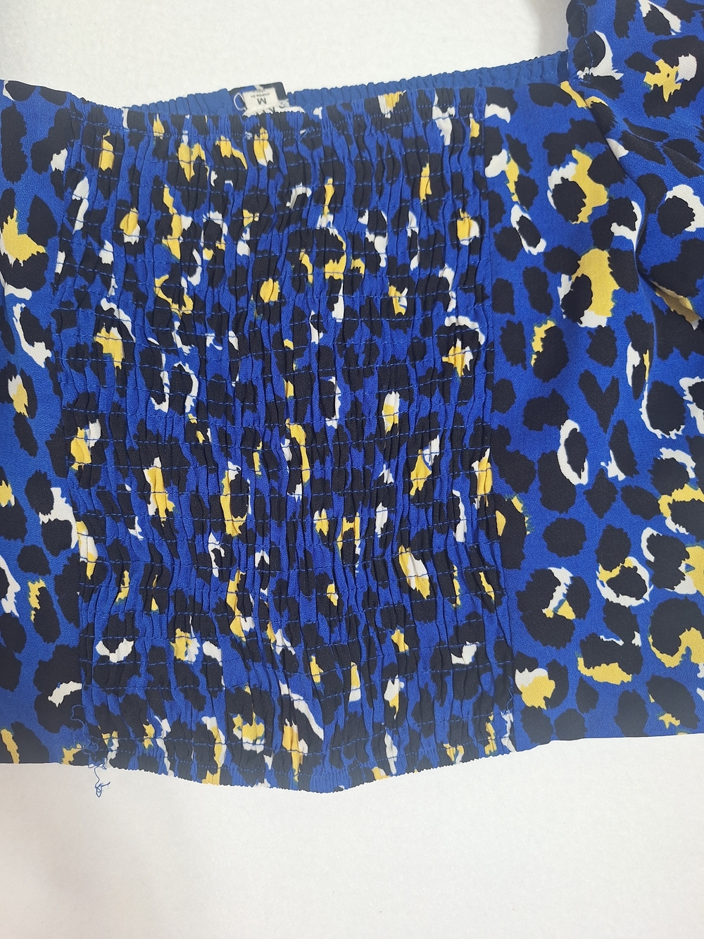 Riha Blue Leopard Print Puff Sleeve Crop Top - Picture 8 of 8